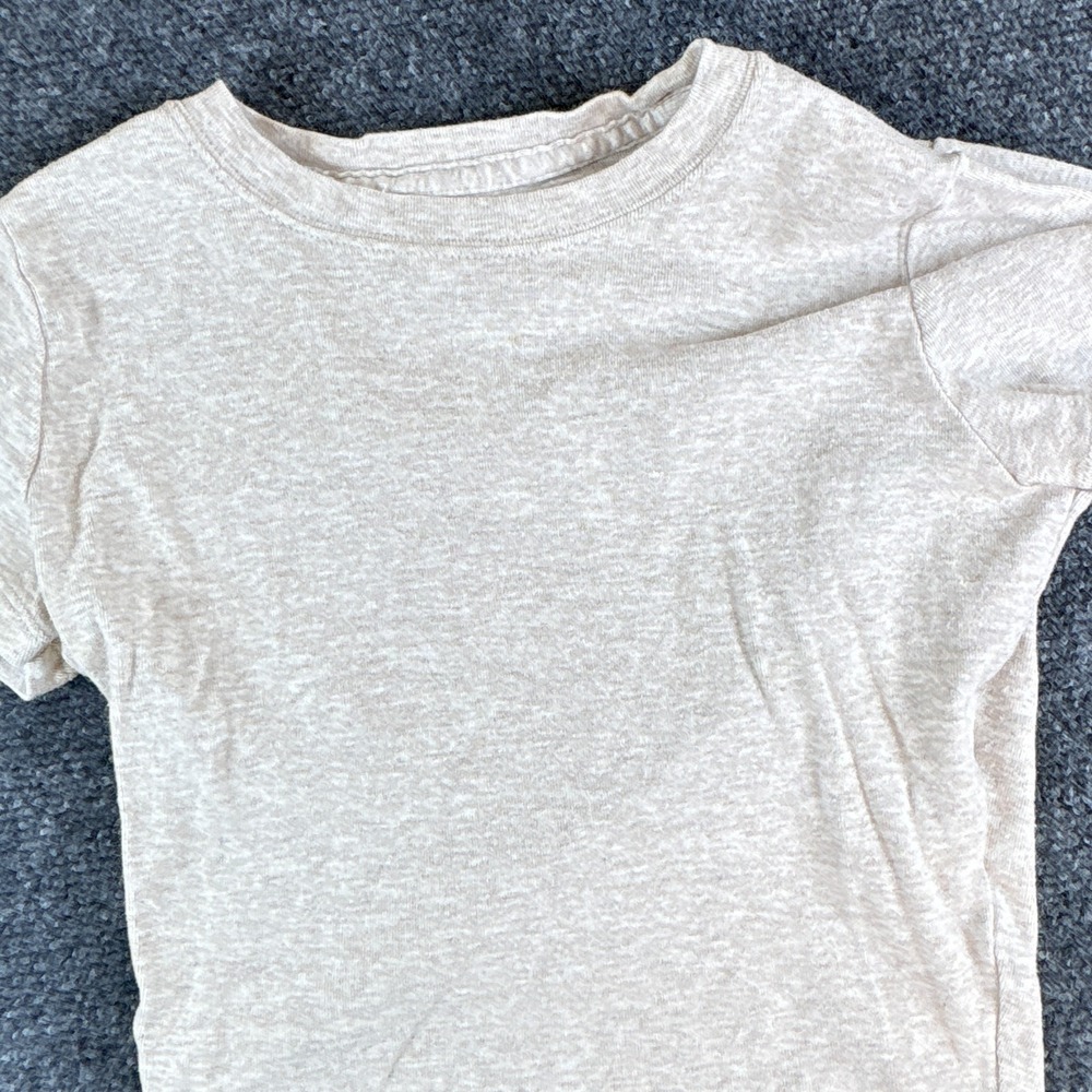 Hollister Cropped Top Womens XS Heather Gray Knitted Cotton Crew Neck Cap Sleeve
